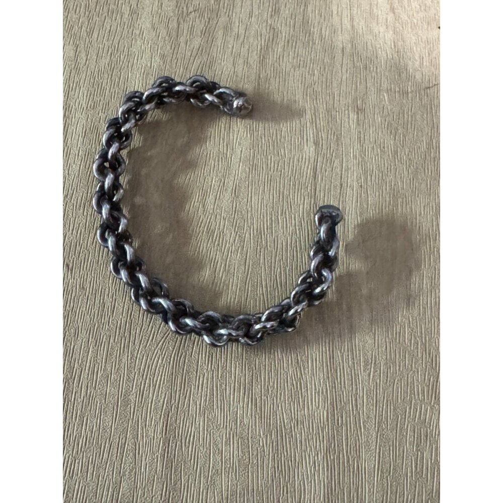 Chainmaille Silverplate Viking Cuff  Woven Dark  Silver Bracelet 6 1/2" - Picture 5 of 7